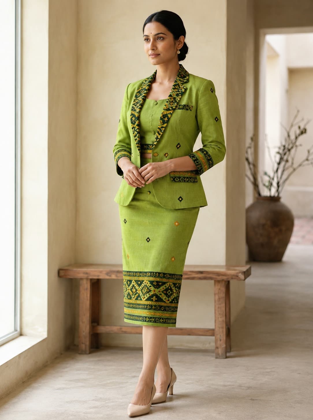 Emerald Ikat & Weft collection direction sample